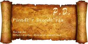 Pintér Dionízia névjegykártya